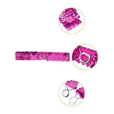 Women's Glitter Skinny Stretchy Waist Belts Sequins Decor Slim Elastic Belts 2PCS
