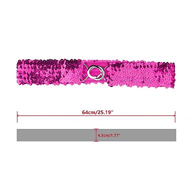 Women's Glitter Skinny Stretchy Waist Belts Sequins Decor Slim Elastic Belts 2PCS