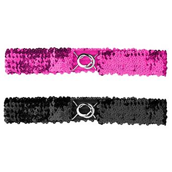 Women's Glitter Skinny Stretchy Waist Belts Sequins Decor Slim Elastic Belts 2 pc