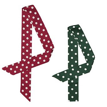 2 pc Skinny Silky Scarf Polka Dots Waistband Narrow Neckscarf