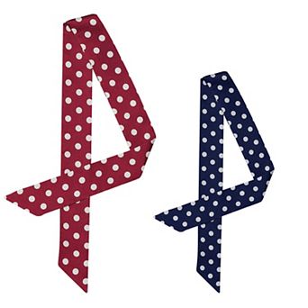 2 pc Skinny Silky Scarf Polka Dots Waistband Narrow Neckscarf
