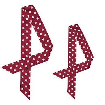 2 pc Skinny Silky Scarf Polka Dots Waistband Narrow Neckscarf