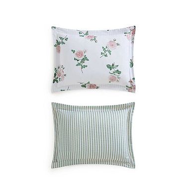 Martha Stewart Tea Rose Floral Print Duvet Cover Set with Shams
