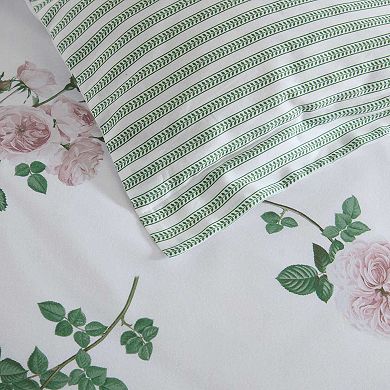 Martha Stewart Tea Rose Floral Print Duvet Cover Set with Shams