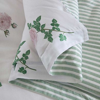 Martha Stewart Tea Rose Floral Print Duvet Cover Set with Shams