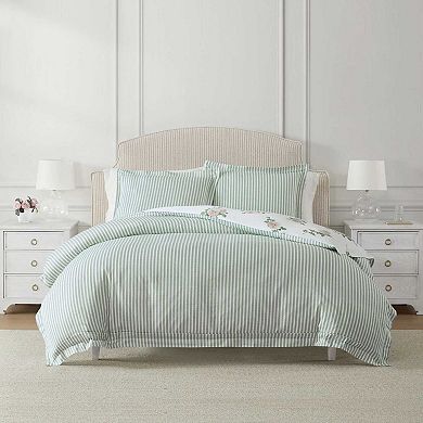Martha Stewart Tea Rose Floral Print Duvet Cover Set with Shams