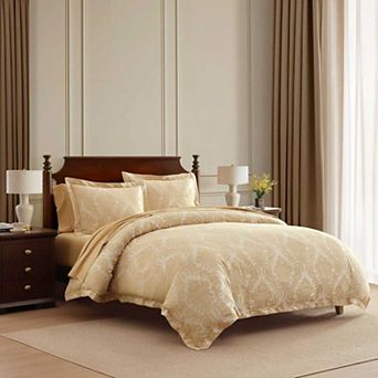 Martha Stewart Vintage Damask 3 pc Duvet Cover Set with Shams