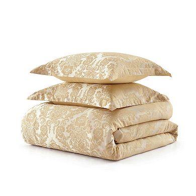 Martha Stewart Vintage Damask 3-Piece Duvet Cover Set with Shams