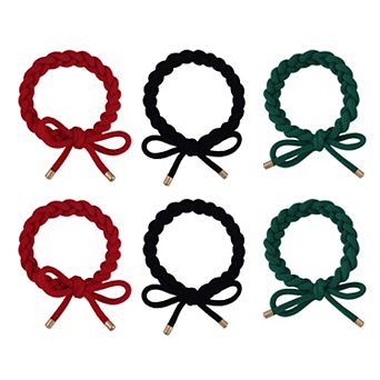 Emberly Round Ornament 6 pc Braided Bow Hair Tie Set