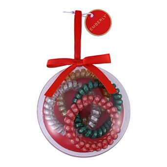 Emberly Round Ornament 4 pc Spiral Hair Tie Set