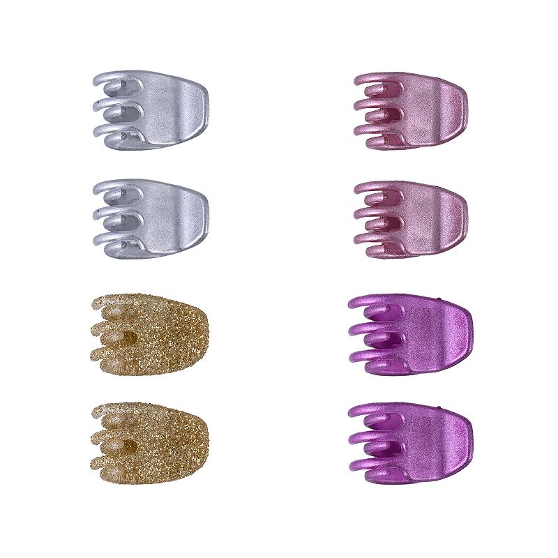 Emberly Round Ornament 8-Piece Mini Acrylic Claw Hair Clip Set, Pink