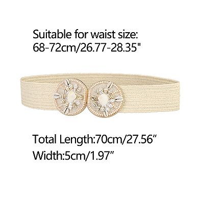 Women's Elastic Wide Waist Belts Braided Belts for Dress Shell Buckle