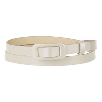 Skinny Slim Thin Nonporous Waist Belt Rectangle Buckle PU Leather Solid Simple Belts for Jeans Dress