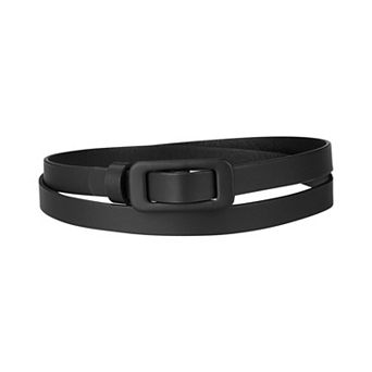 Skinny Slim Thin Nonporous Waist Belt Rectangle Buckle PU Leather Solid Simple Belts for Jeans Dress