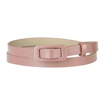 Skinny Slim Thin Nonporous Waist Belt Rectangle Buckle PU Leather Solid Simple Belts for Jeans Dress