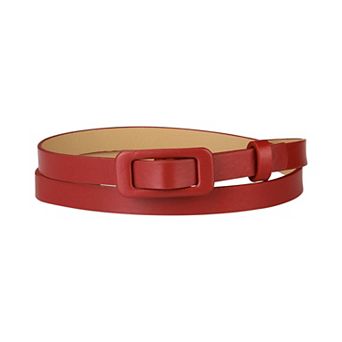Skinny Slim Thin Nonporous Waist Belt Rectangle Buckle PU Leather Solid Simple Belts for Jeans Dress