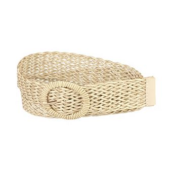 Women's Skinny Waist Belts Braided Belts for Dress Round Metal Buckle Adjustable