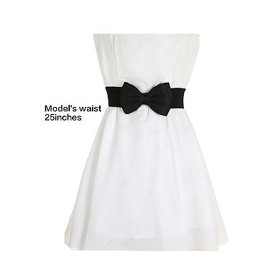 Women's 2Pcs Bow Elastic Belts 2.4" Width Elegant Cute Stretchy Cinch Waistband for Dress Wedding