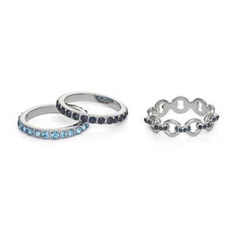 Simply Vera Vera Wang Silver Tone Polished Stacked Blue 3 pc Ring Set
