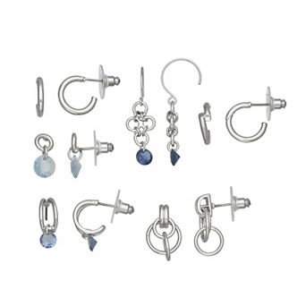 Simply Vera Vera Wang 6-Pair Silver Tone Polished Post Hoop Earring Set