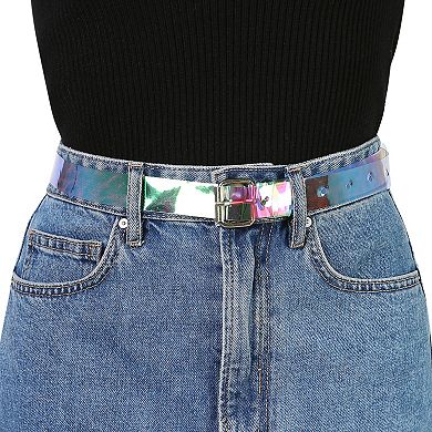Women's Clear Waist Belts for Dresses Transparent Belts Square Buckle