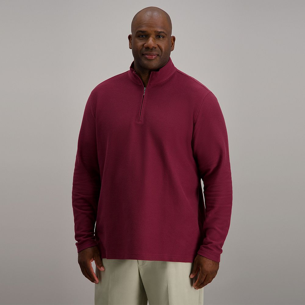 Big & Tall J.M. Haggar® Jersey Long Sleeve Quarter Zip Mock Neck Shirt