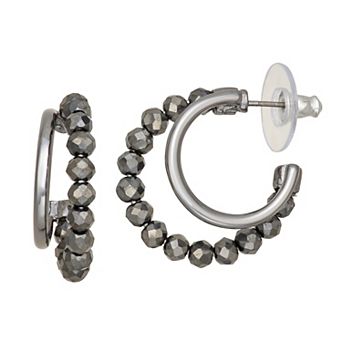 Simply Vera Vera Wang Jet Polished Double Hoop Earrings