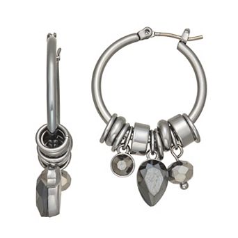 Simply Vera Vera Wang Jet Polished Click-It Shaky Hoop Earrings