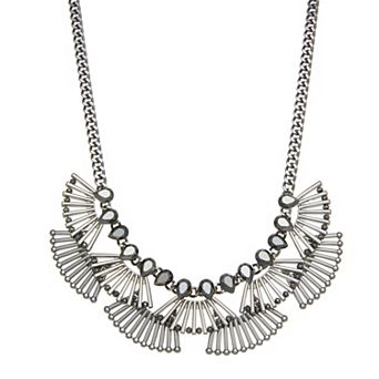 Simply Vera Vera Wang Jet Polished Statement Fan Frontal Necklace