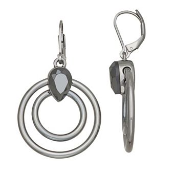 Simply Vera Vera Wang Jet Polished Leverback Orbital Drop Earrings
