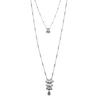 Simply Vera Vera Wang Jet Polished Fan Layered Pendant Necklace
