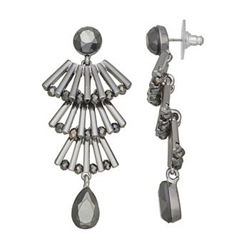Simply Vera Vera Wang Jet Post Fan Drop Earrings