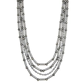 Simply Vera Vera Wang Jet Beaded Multirow Layered Necklace