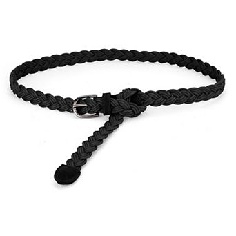 Adjustable Thin Braided Waistband Rope Faux Leather Belts for Women
