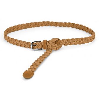 Adjustable Thin Braided Waistband Rope Faux Leather Belts for Women