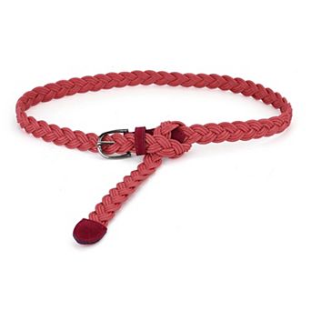 Adjustable Thin Braided Waistband Rope Faux Leather Belts for Women