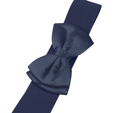 Women's Bow Elastic Belts 2.4" Width Elegant Cute Stretchy Cinch Waistband for Dress Wedding