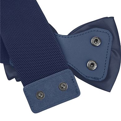 Women's Bow Elastic Belts 2.4" Width Elegant Cute Stretchy Cinch Waistband for Dress Wedding