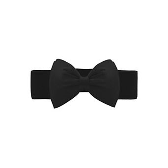Women's Bow Elastic Belts 2.4" Width Elegant Cute Stretchy Cinch Waistband for Dress Wedding