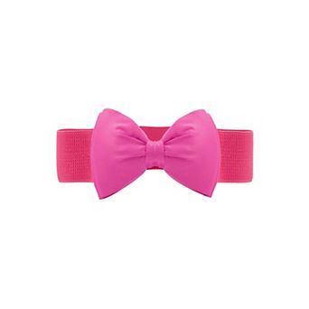 Women's Bow Elastic Belts 2.4" Width Elegant Cute Stretchy Cinch Waistband for Dress Wedding