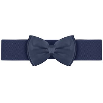 Women's Bow Elastic Belts 2.4" Width Elegant Cute Stretchy Cinch Waistband for Dress Wedding
