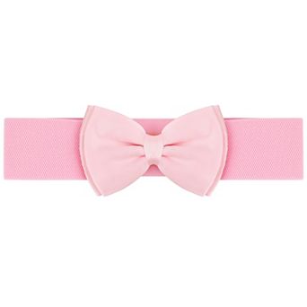 Women's Bow Elastic Belts 2.4" Width Elegant Cute Stretchy Cinch Waistband for Dress Wedding