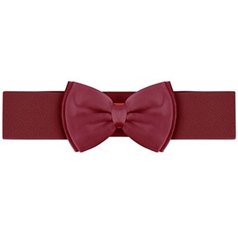 Women's Bow Elastic Belts 2.4" Width Elegant Cute Stretchy Cinch Waistband for Dress Wedding