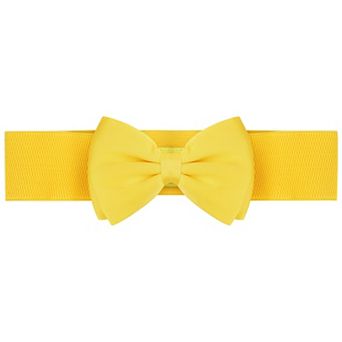 Women's Bow Elastic Belts 2.4" Width Elegant Cute Stretchy Cinch Waistband for Dress Wedding