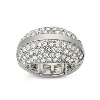 Simply Vera Vera Wang Silver Tone Polished Pave Dome Stretch Ring
