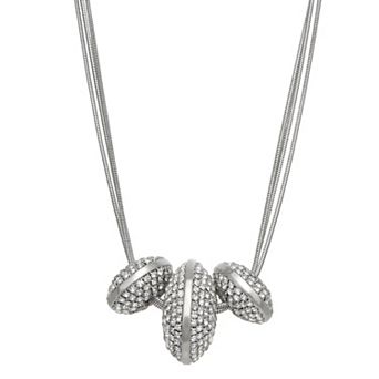 Simply Vera Vera Wang Silver Tone Polished Pave Rondelle Pendant Necklace