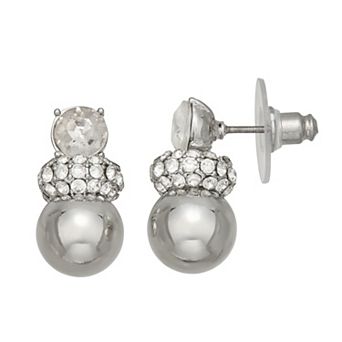 Simply Vera Vera Wang Silver Tone Polished Post Pave Drop Earrings