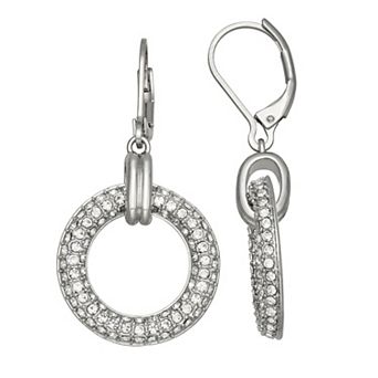 Simply Vera Vera Wang Silver Tone Polished Pave Ring Drop Earrings