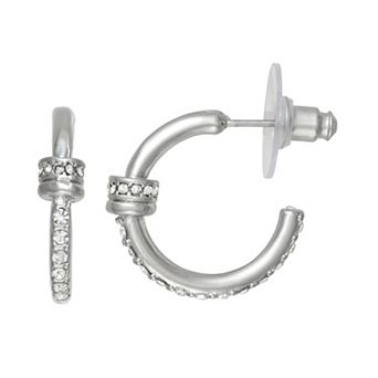 Simply Vera Vera Wang Silver Tone Polished Post Pave Hoop Earrings