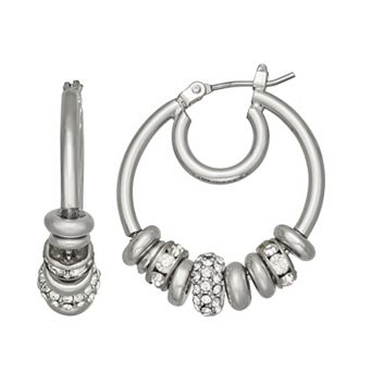 Simply Vera Vera Wang Silver Tone Polished Click-It Rondelle Hoop Earrings